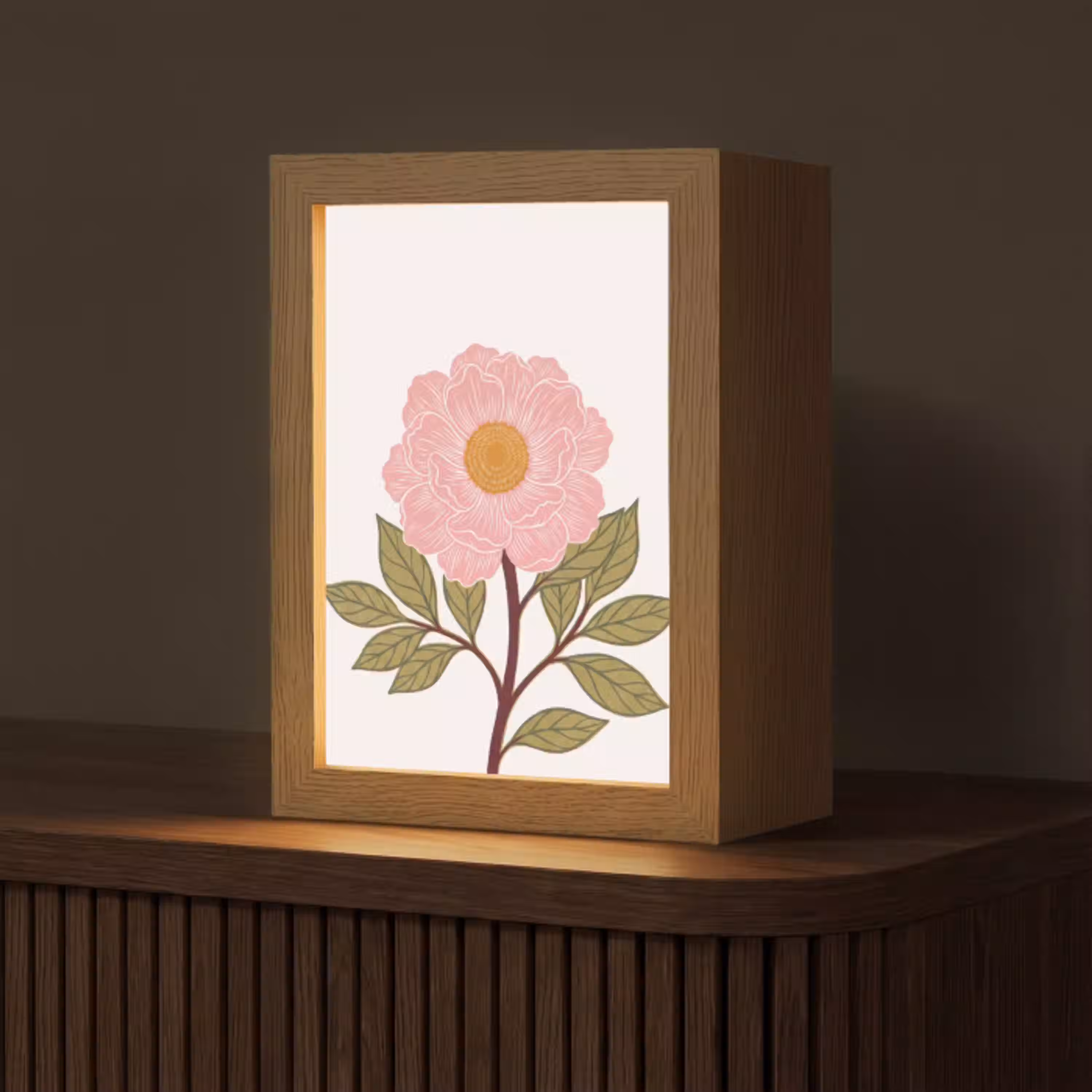 Bloemen - Roze - Illustratie Light Box met kabel (Tafellamp) klein -z3d_website