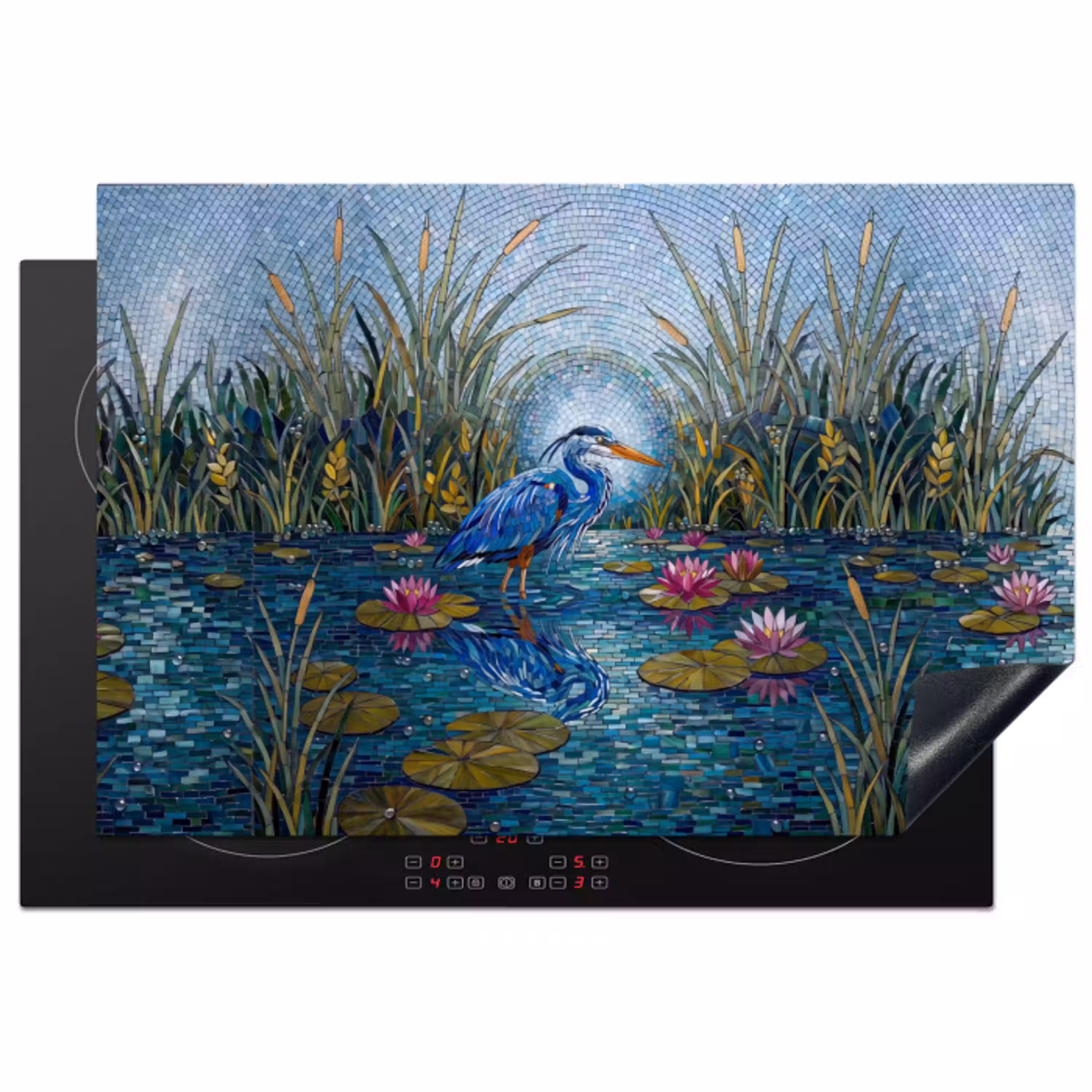 Vogel - Water - Natuur - Abstract - Blauw Inductie beschermer vinyl 3mm klein -3d