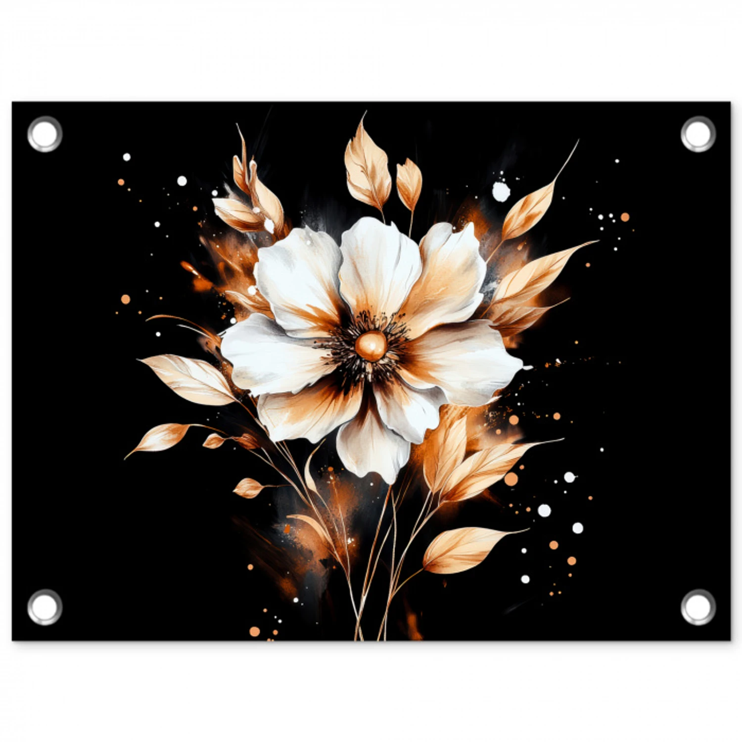 Bloem - Verf - Goud - Graffiti - Modern tuinposter los doek klein -3d