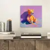 Teddybeer - Schaduw - Penseelstreken - Paars aluminium wit klein -sfeer1