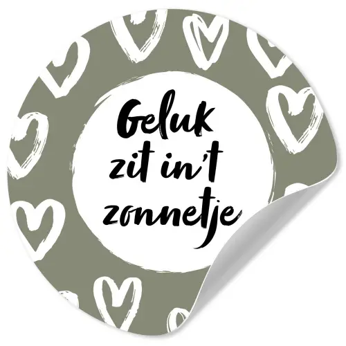 Tekst - geluk zit in 't zonnetje - Quotes - Geluk - Zon Wandcirkel behangsticker klein -3d