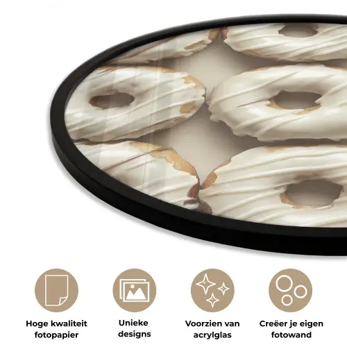 Donuts - Chocolade - Wit - Beige Fotolijst rond zonder passe partout klein -closeup_NL
