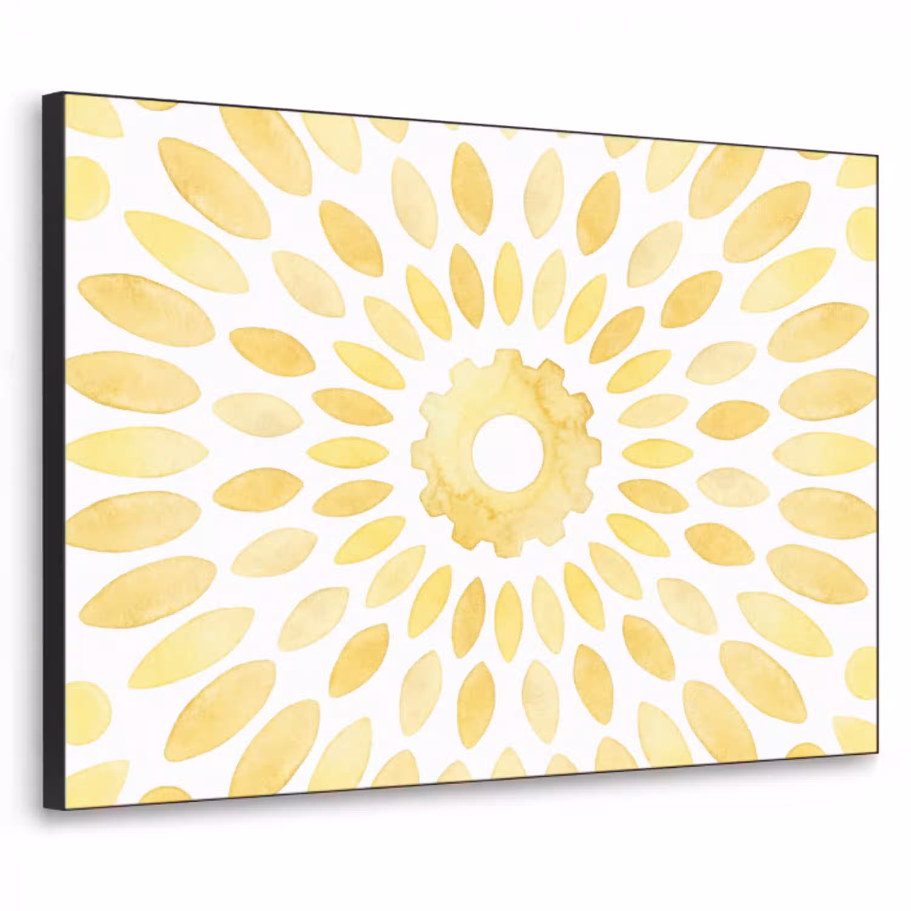 Abstract - Geometrisch - Stralend - Geel Textielframe zwart klein -3d