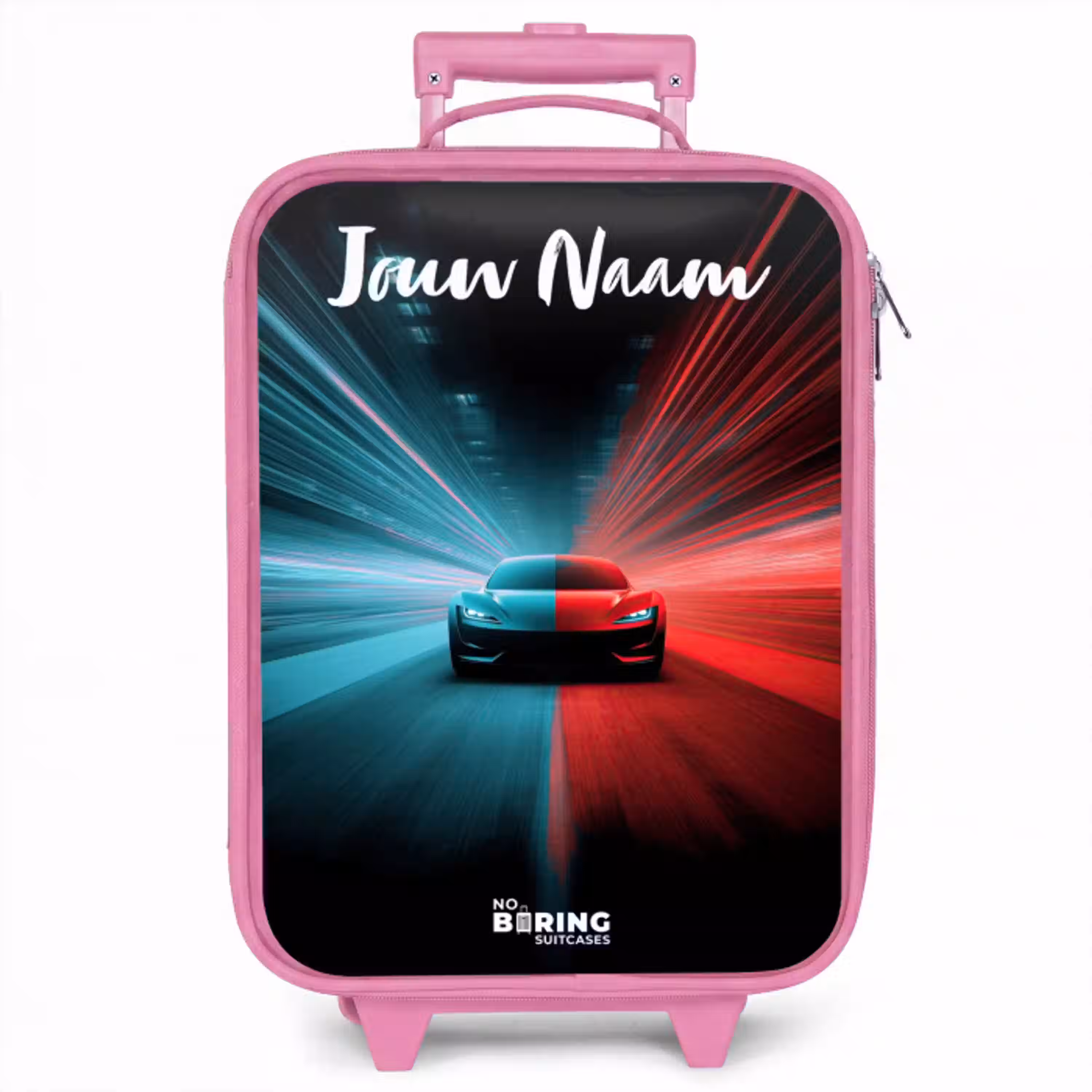 Sportauto - Blauw - Neon - Stad Kinderkoffer - Roze klein -zzz_website3d