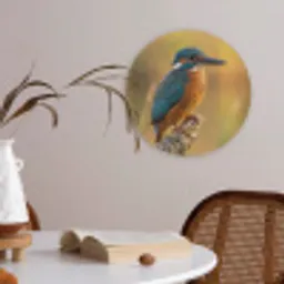 IJsvogel - Tak - Water - Kleurrijk - Levendig Akoestische PET Vilt - Rond klein -sfeer3