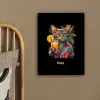 Kat in tropische street art stijl canvas 2cm klein -sfeer3