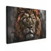 Leeuw - Dieren - Portret - Zwart - Luxe canvas 2cm klein -z3d