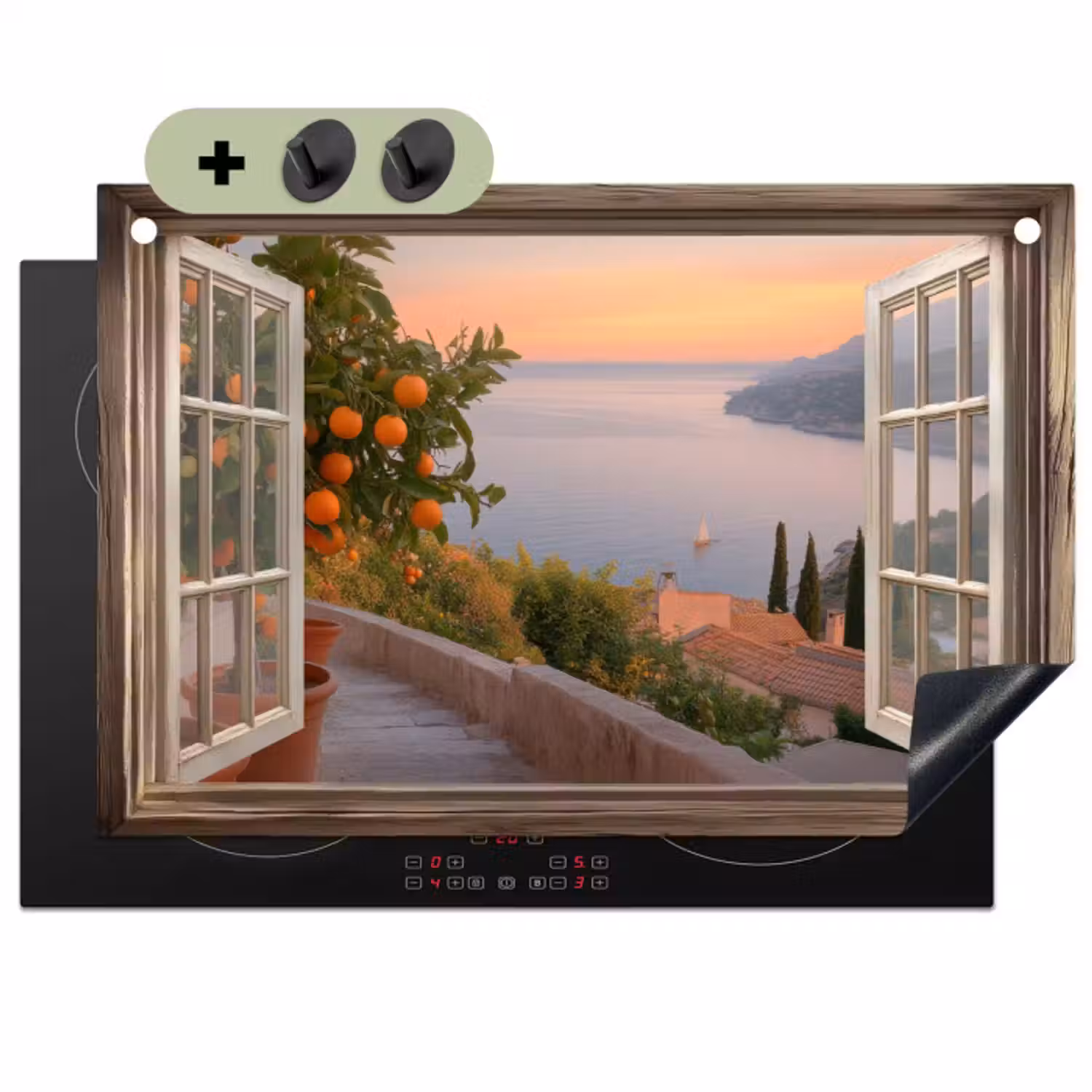 Inductie beschermer en spatscherm (2in1) - Doorkijk - Uitzicht - Meer - Landschap