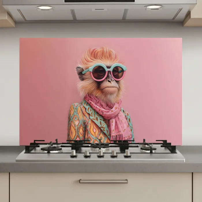 Sjaal - Aap - Zonnebril - Jasje keuken achterwand spatscherm klein -3d_website
