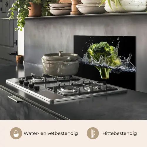 Broccoli - Groen - Water - Zwart keuken achterwand spatscherm klein -usp_NL