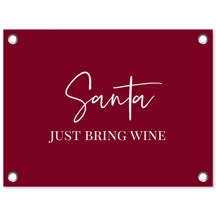 Santa - Wine - Rood - Kerst - Kerstman tuinposter los doek klein -3d