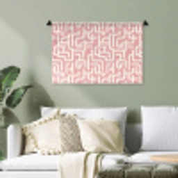 Doolhofpatroon - Roze - Wit - Abstract Wandkleed katoen klein 269 -sfeer7