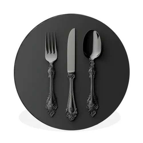 Bestek - Zwart Wandcirkel aluminium klein -3d
