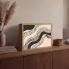 Golven - Zwart - Zandkleur Light Box met batterij (Wandlamp) middel -sfeer2