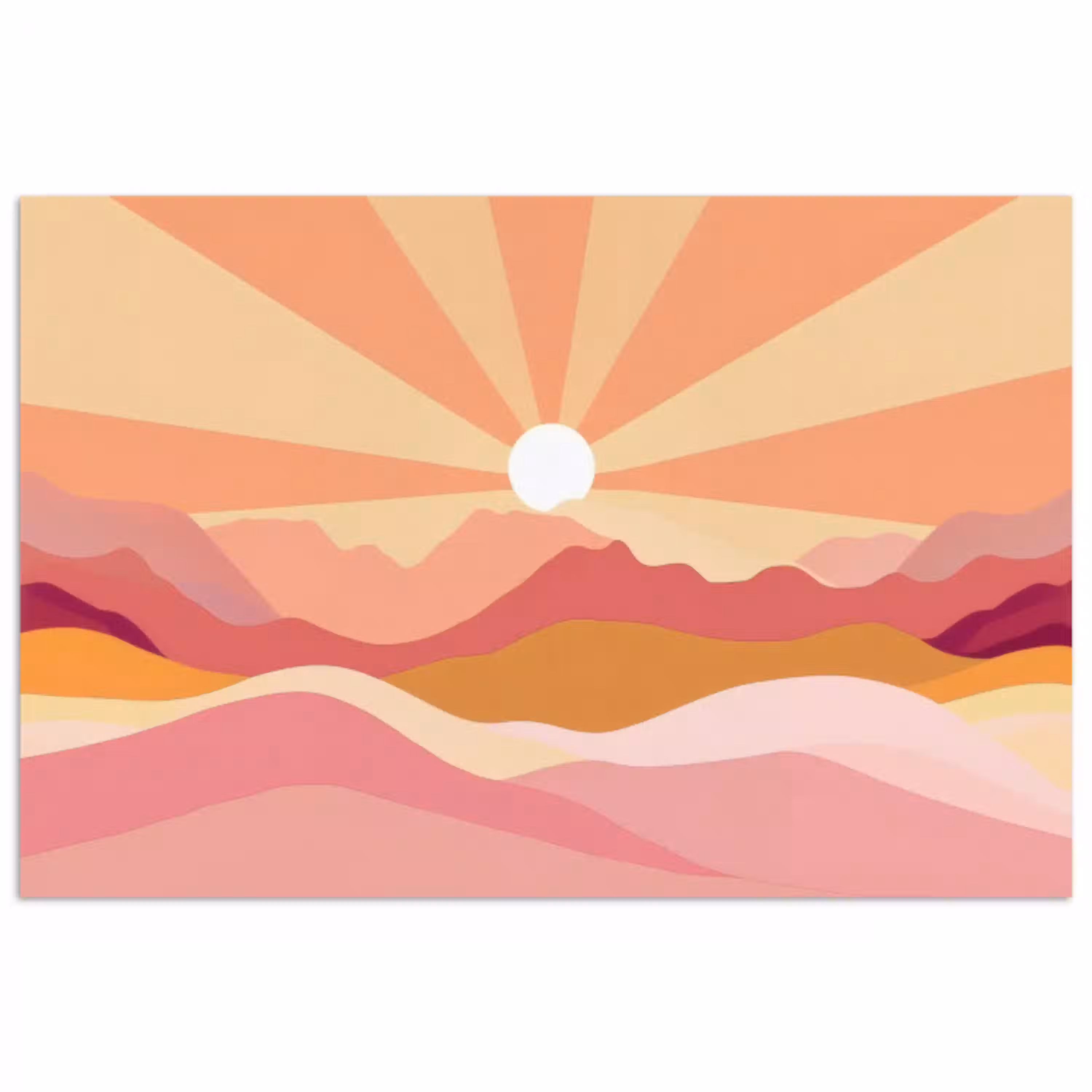 Bergen - Abstract - Zonnestralen - Roze poster papier klein -3d