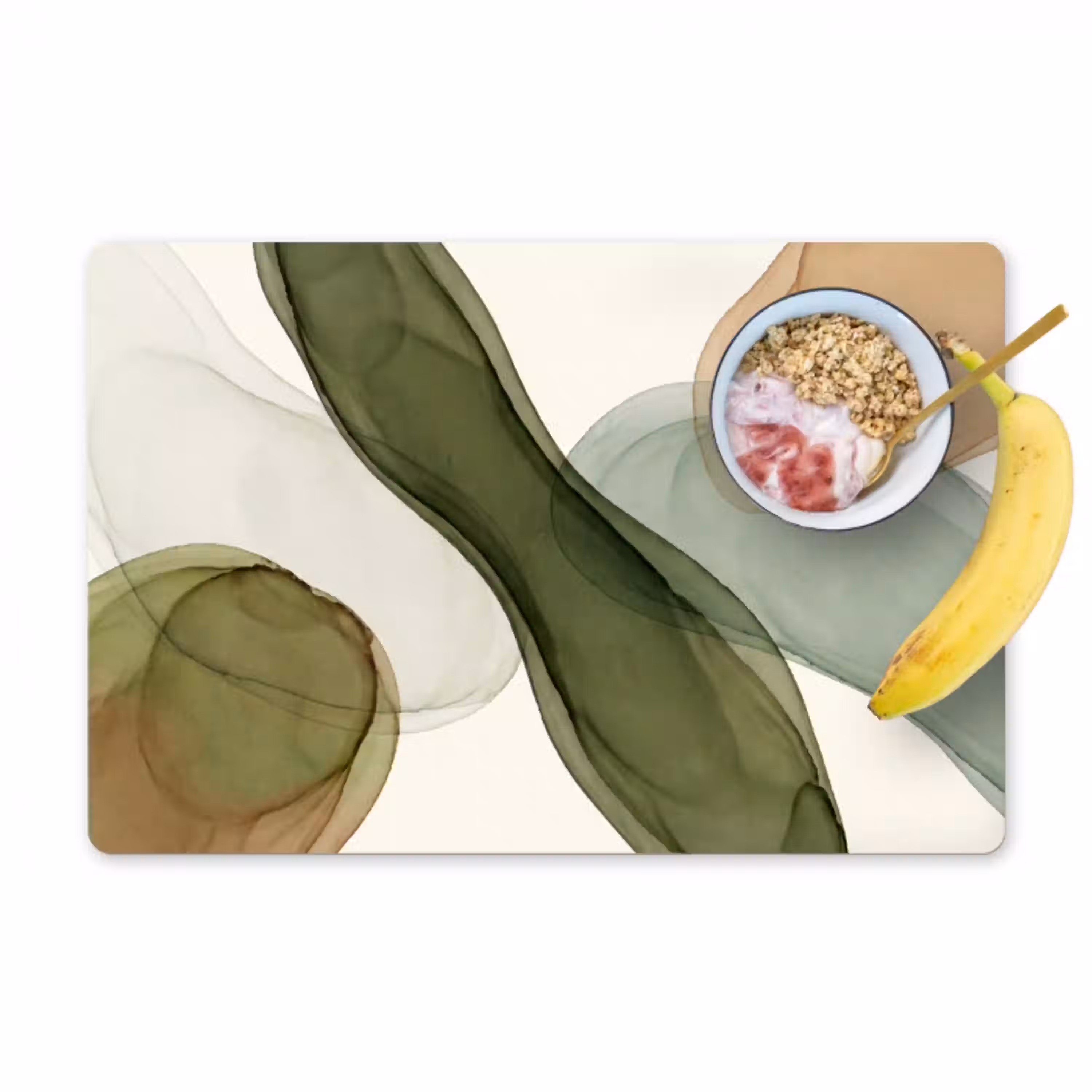 Abstract - Vormen - Modern - Kunst - Groen - Bruin Placemat vinyl groot -zzzproduct_Kitchenyeah-website