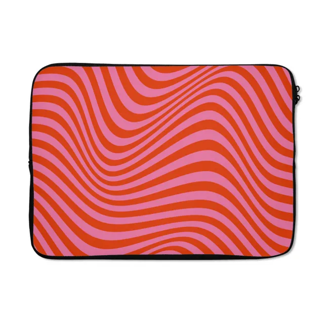 Laptophoes Golvend patroon - Rood - Roze - Lijnen
