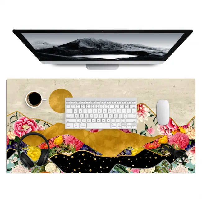 Goud - Bloemen - Print - Abstract - Landschap - Patronen Muismat XXL klein -3d