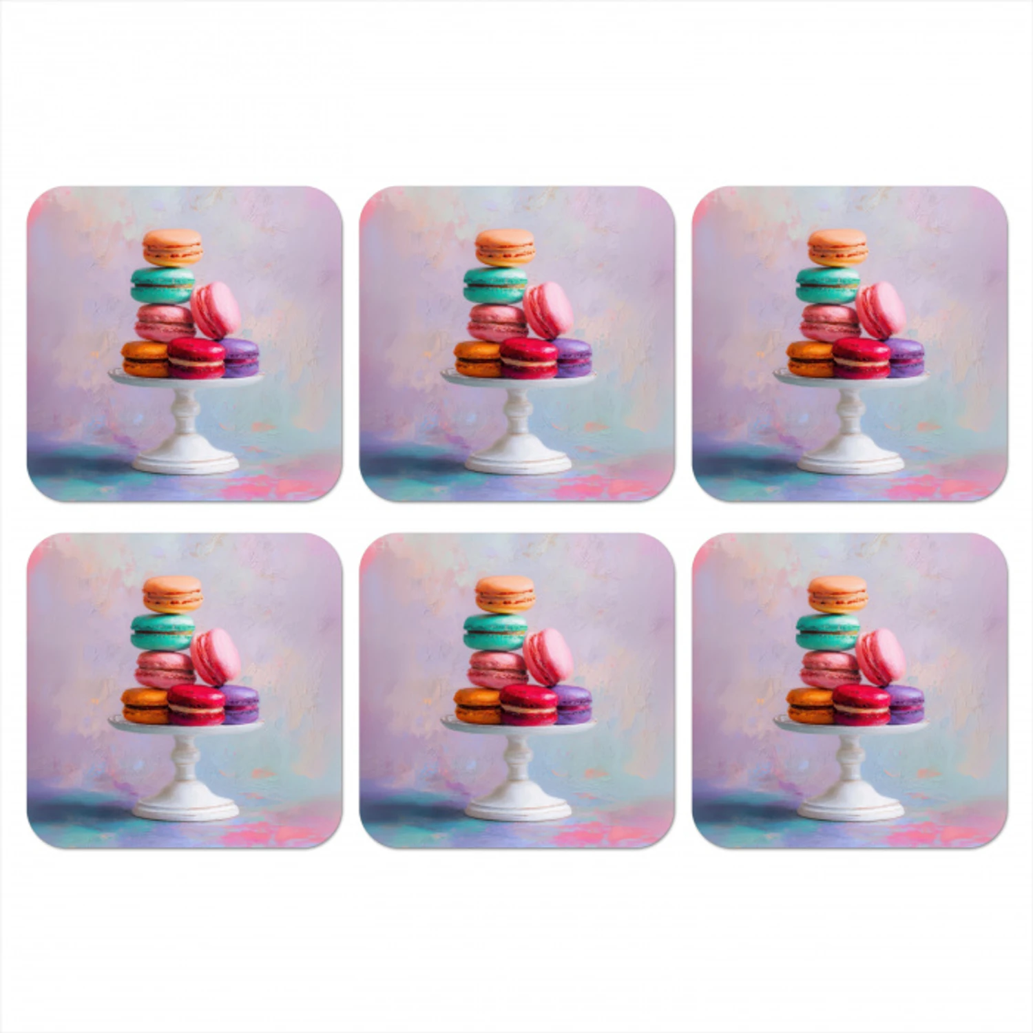 Macarons - Schaal - Pastel - Kleurrijk onderzetter kurk middel -3d