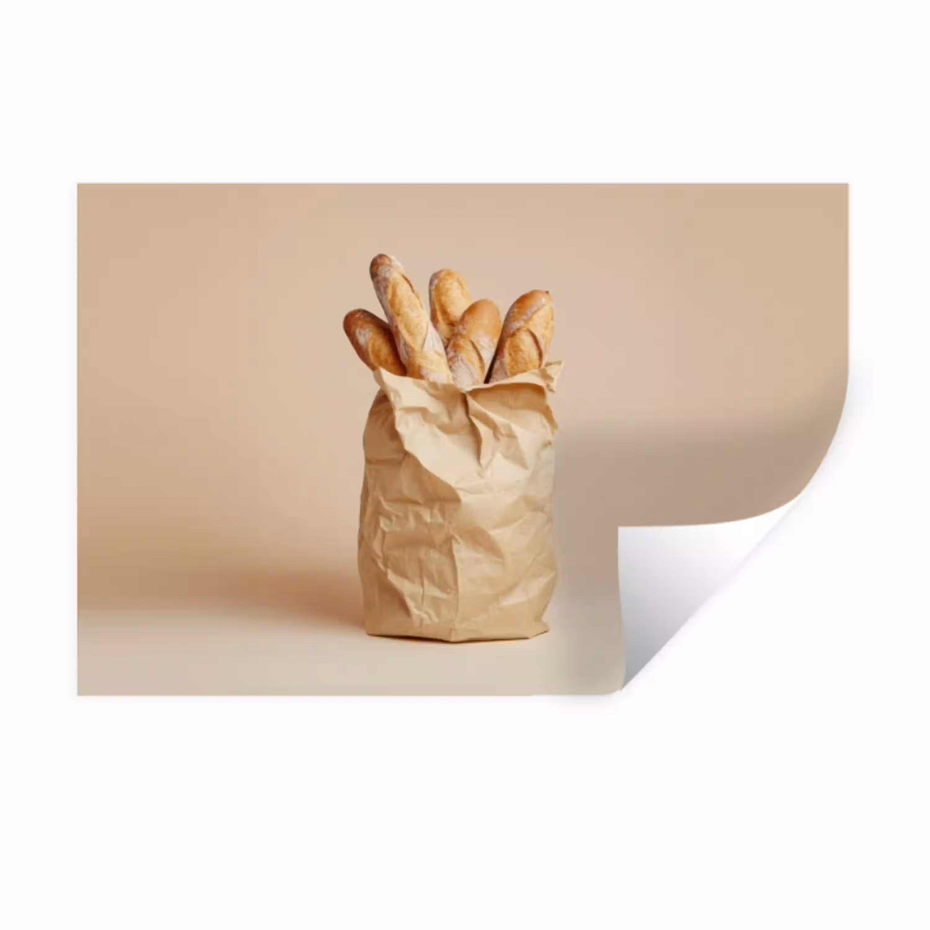 Baguette - Brood - Stokbrood - Beige Muursticker klein -3d