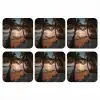 Palmbomen - Hangmat - Strand - Zonsondergang onderzetter kurk middel -3d