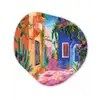 Geel - Blauw - Oranje - Huis Wandcirkel Organisch Plexiglas middel -3d