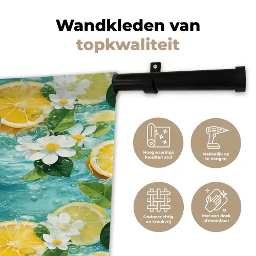 Citroen - Bloemen - Bruisend - Water Wandkleed katoen klein 269 -sfeer2