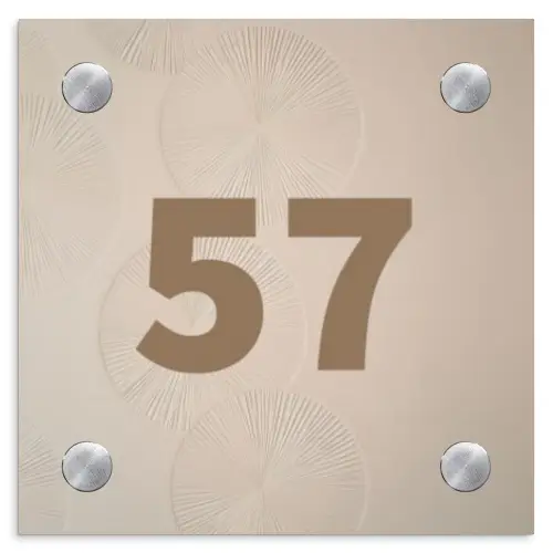 Beige reliëf lijnen - Traditioneel Naambord Vierkant klein -3d