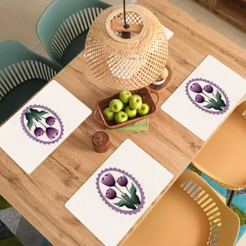 Tulpen - Paars - Lijst - Bladeren Placemat vinyl groot -zzsfeer5_Kitchenyeah-website