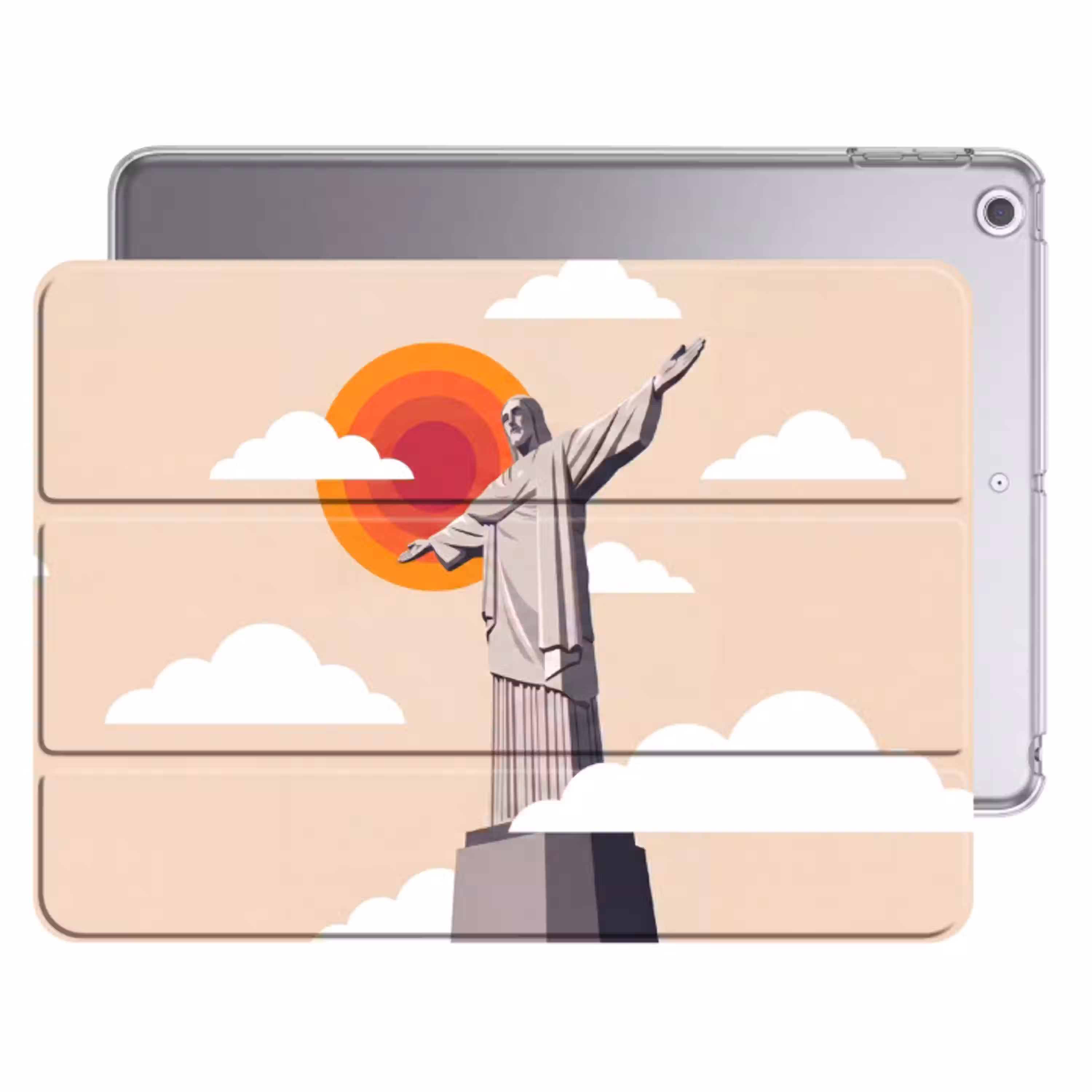 Monument - Stad - Zonsondergang - Minimalistisch - Oranje Apple iPad 2017 middel -threedimensional_3d_global