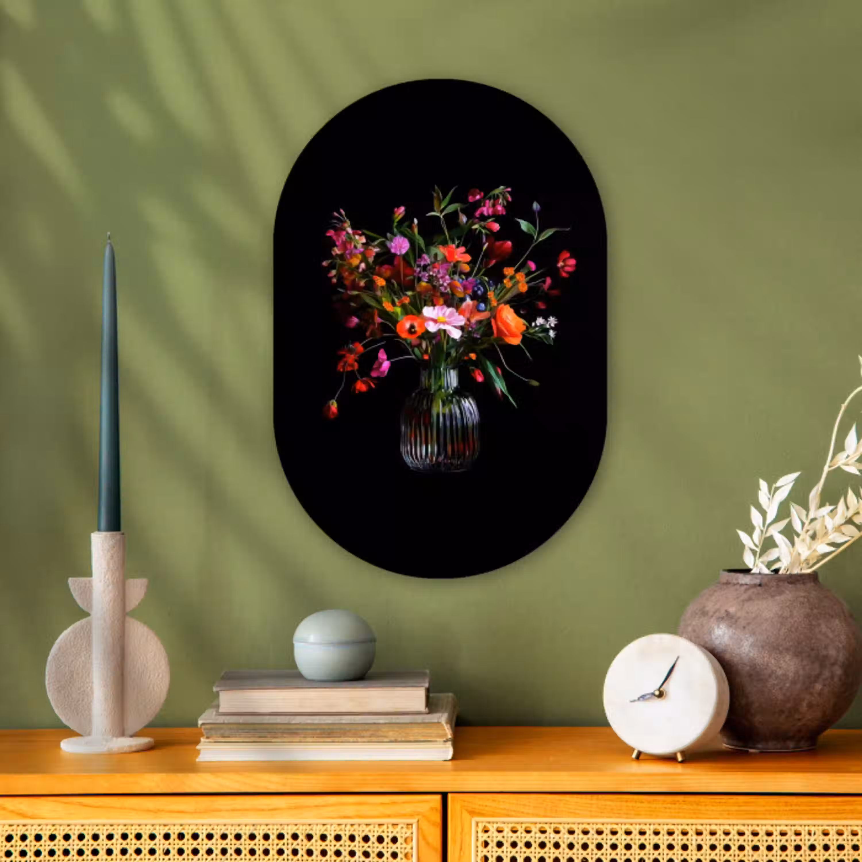 Boeket - Veldbloemen - Vaas Wandcirkel Ovaal Forex klein -sfeer2