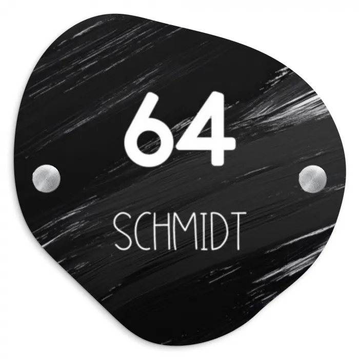 Zwart verftextuur - Modern Naambord Organisch middel -3d