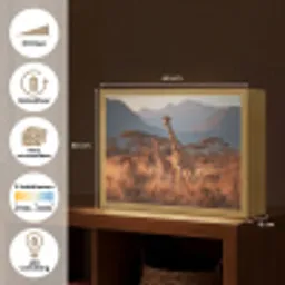 Giraffen - Hoog gras - Acaciabomen Light Box met batterij (Wandlamp) middel -USP_websiteoverzichtNL