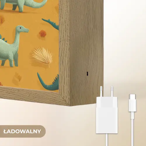 Dinosaurussen - Stekels - Herfstbladeren - Bruin Light Box met batterij (Wandlamp kind) middel -USP_websiteoplaadbaarNL