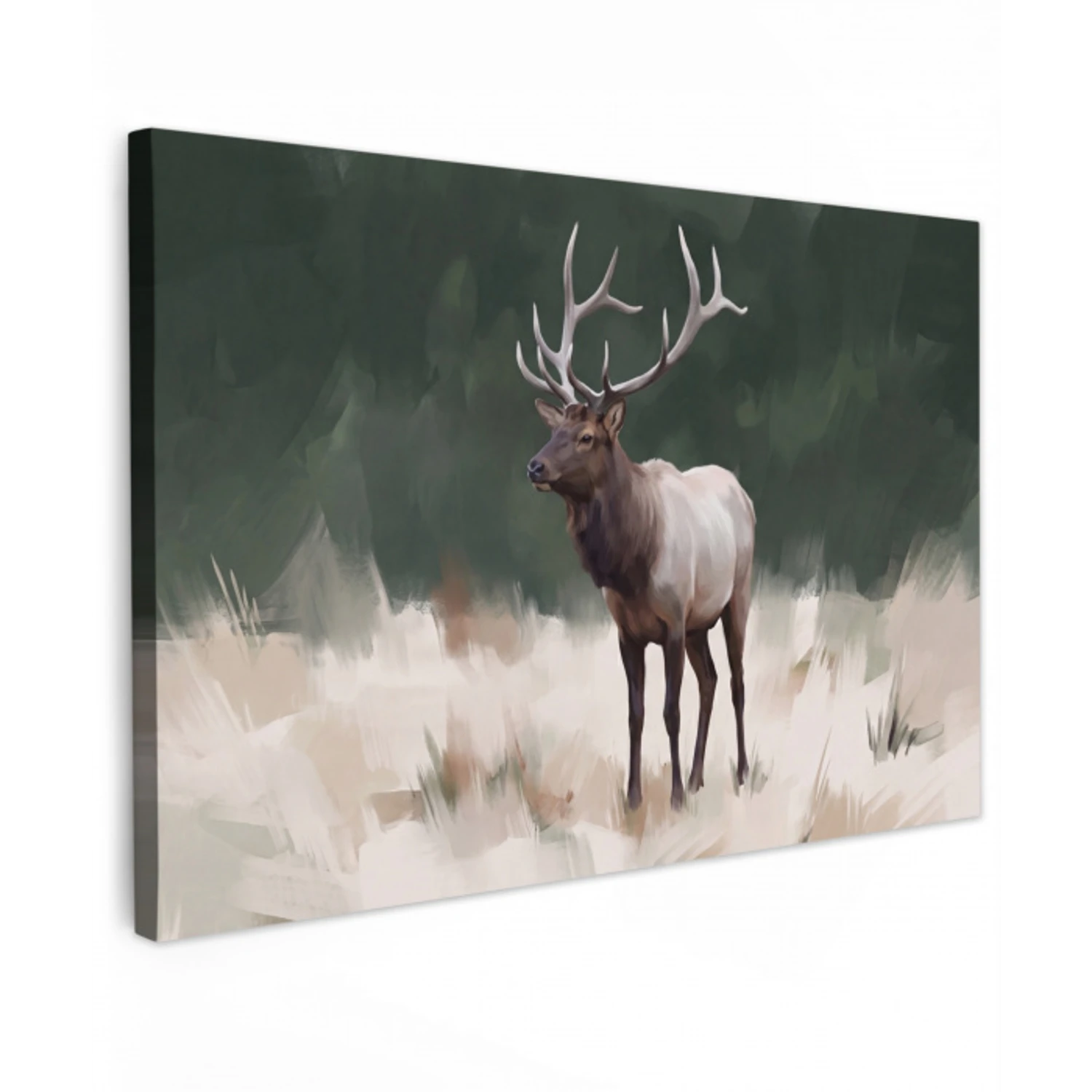 Edelhert - Gewei - Schildering - Rustiek canvas 2cm klein -z3d