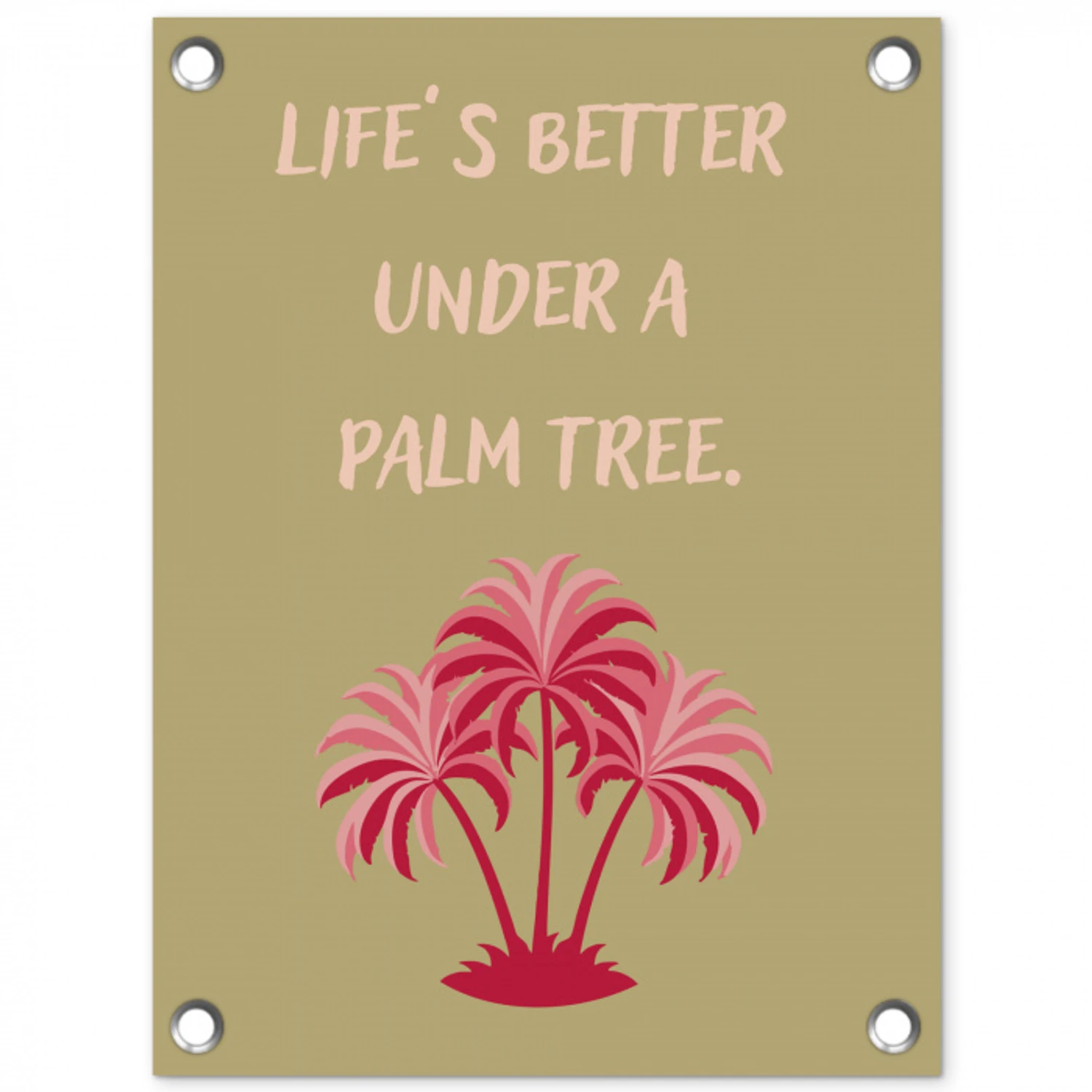 Groen - Zomer - Quote - Palmboom tuinposter los doek klein -3d