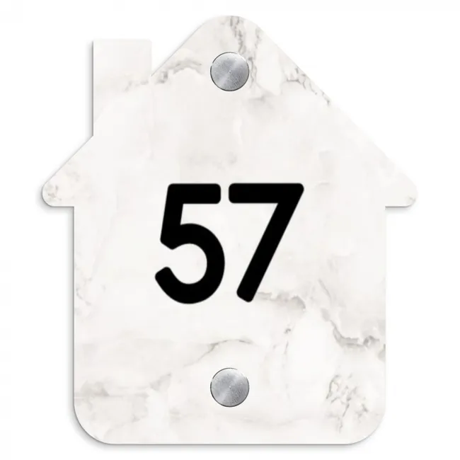 Wit marmer - Traditioneel Naambord Huisje klein -3d