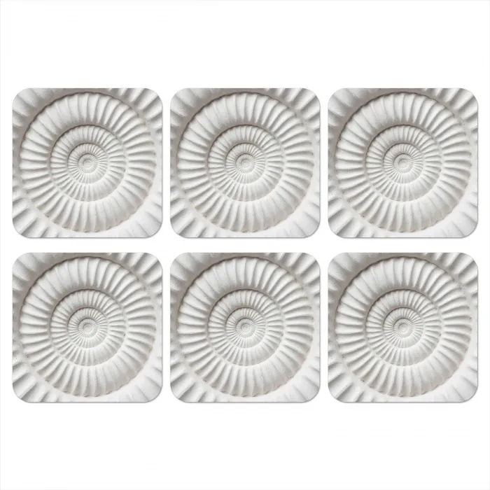 Schelp - Spiraal - Wit onderzetter kurk middel -3d