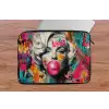 Vrouw - Kauwgom - Graffiti - Neonkleuren laptophoes neopreen klein -tafel