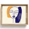 Minimalistisch - Gezicht - Hand - Oranje - Blauw Dienblad Rechthoek middel -z3d_shopping