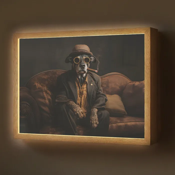 Hond - Sigaar - Hoed - Pak Light Box met batterij (Wandlamp) middel -z3d_website