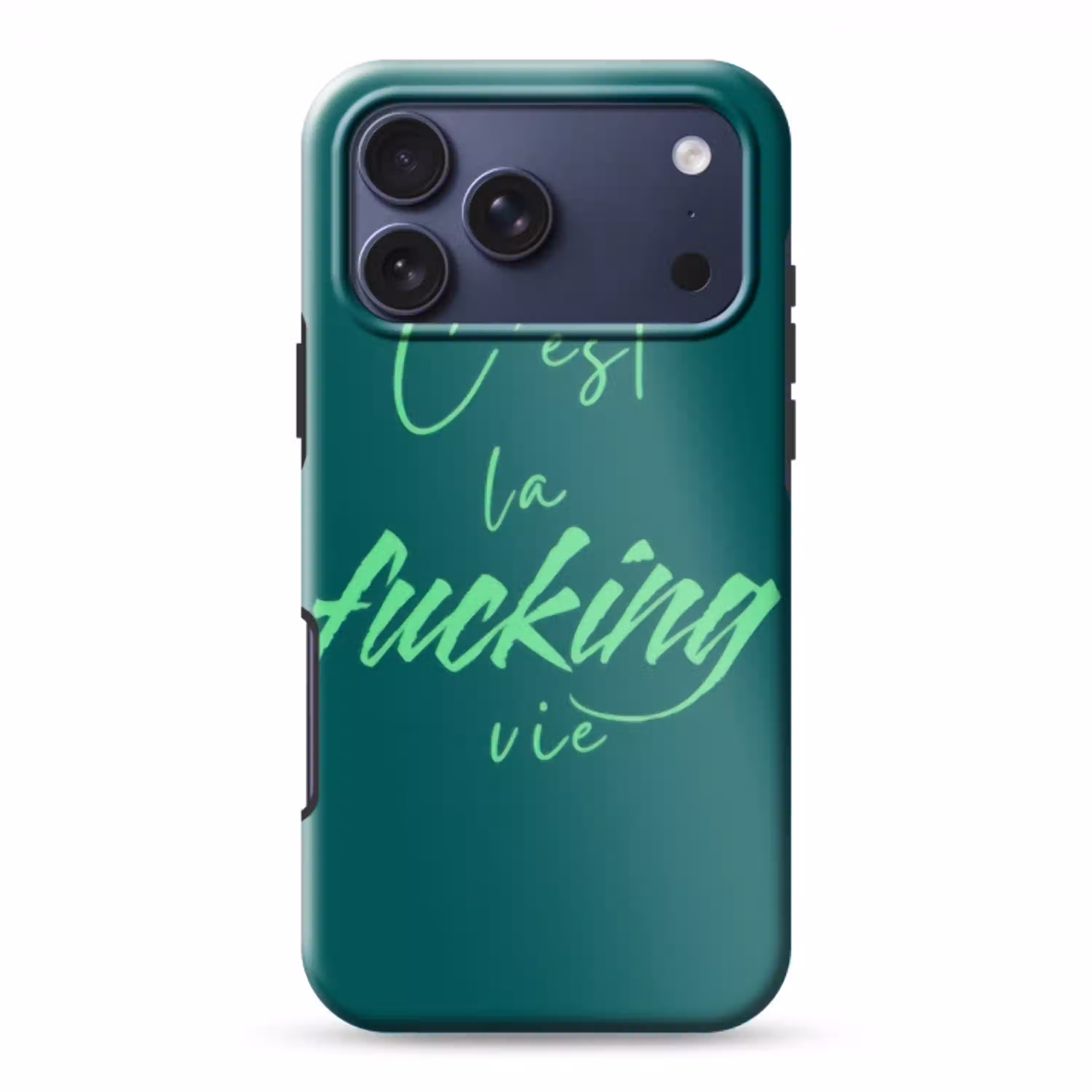 c'est la fucking vie - Groen - Handgeschreven Toughcase MagSafe Apple iPhone 17 Pro Max klein -3d