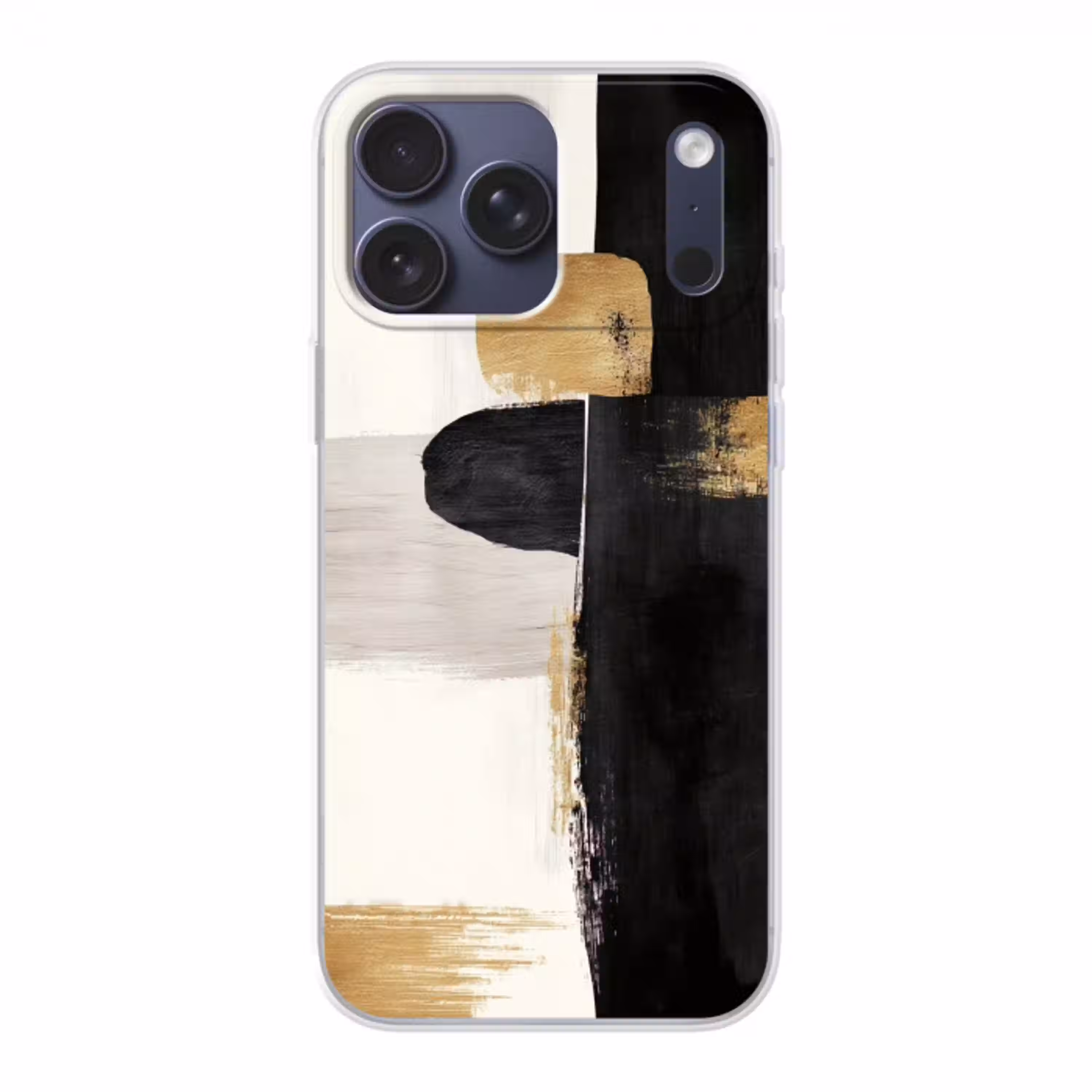 Vormen - Penseelstreken - Abstract - Goud Telefoonhoesje iPhone 17 Pro Max klein -3d