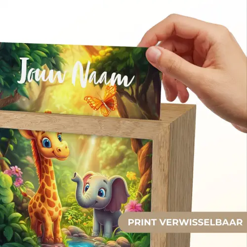 Giraf - Olifant - Bloemen - Jungle Light Box met kabel (Kinderlampje) klein -USP_websiteprintNL