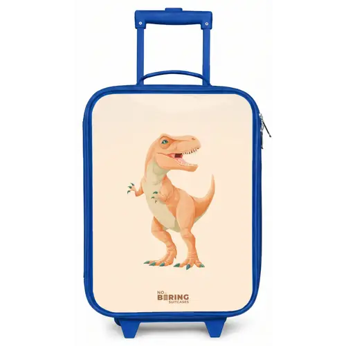 T-rex dino in oranje kleuren Kinderkoffer - Blauw klein -zz3dotto