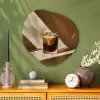 Glas - Ijskoffie - Schaduw - Bruin Wandcirkel Organisch Plexiglas middel -sfeer2
