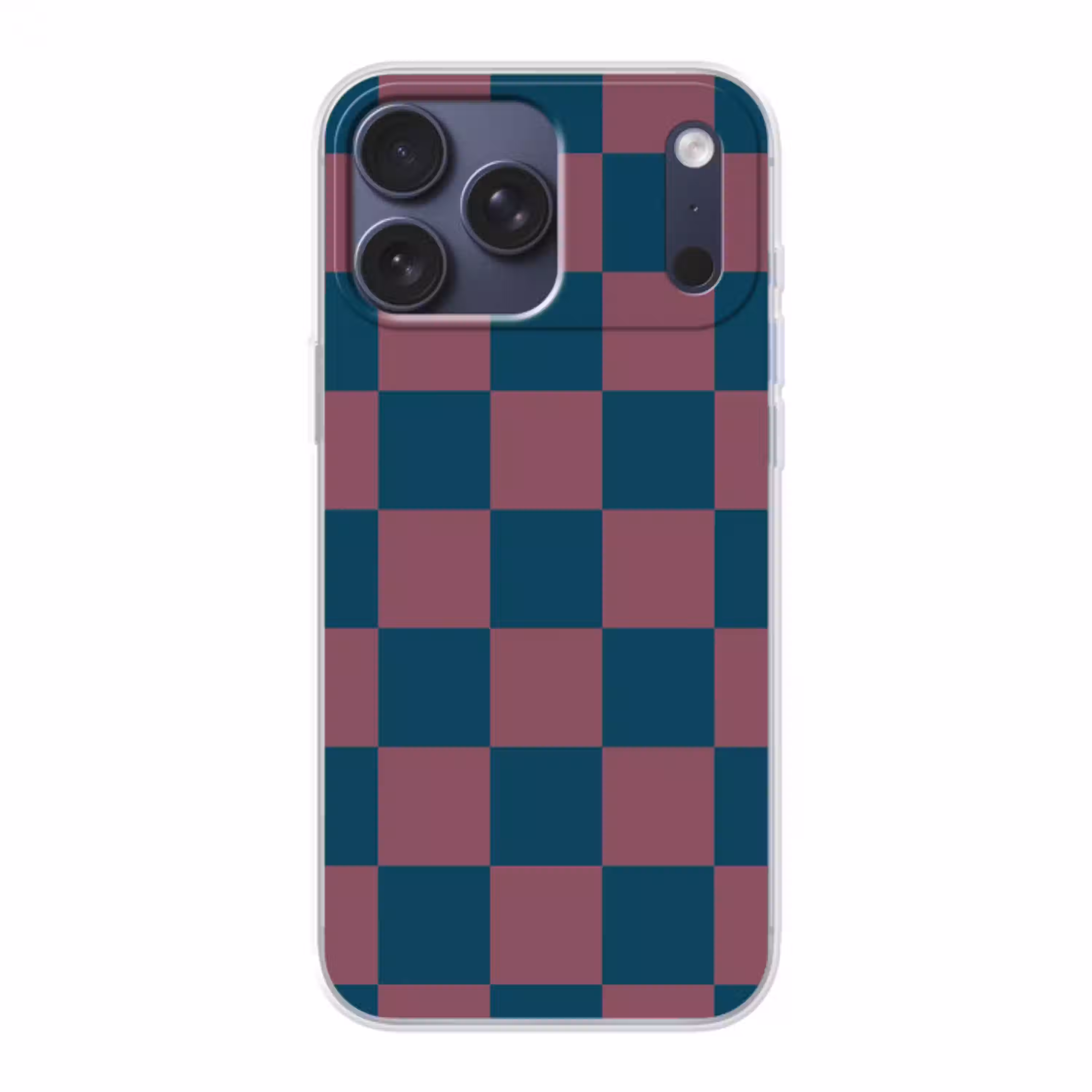 Schaakbord print - Blauw - Rood - Blokjes Telefoonhoesje iPhone 17 Pro Max klein -3d
