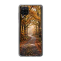 Bospad - Herfstbos - Bladeren - Oranje - Nostalgisch Telefoonhoesje Samsung Galaxy A12 klein -3d