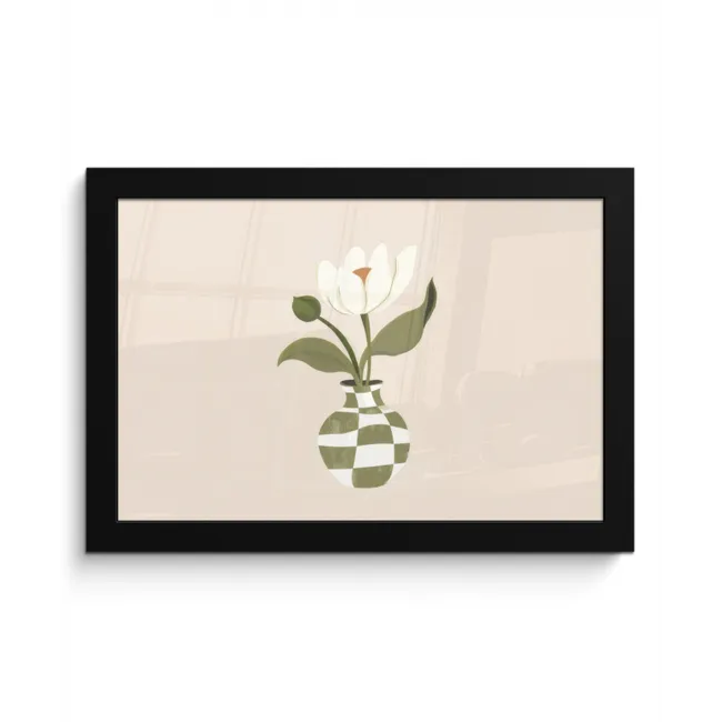 Vaas - Geruit - Bloem - Groen fotolijst zwart zonder passe partout klein -3d