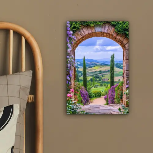 Doorkijk - Toscane - Landschap - Poort canvas 2cm klein -sfeer3